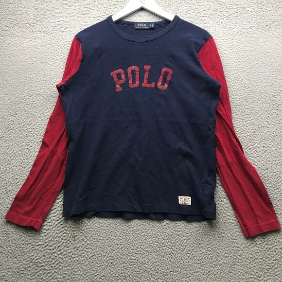 Polo Ralph Lauren Other - Polo Ralph Lauren Baseball Spell Out Long Sleeve T-Shirt Mens Medium Navy Red